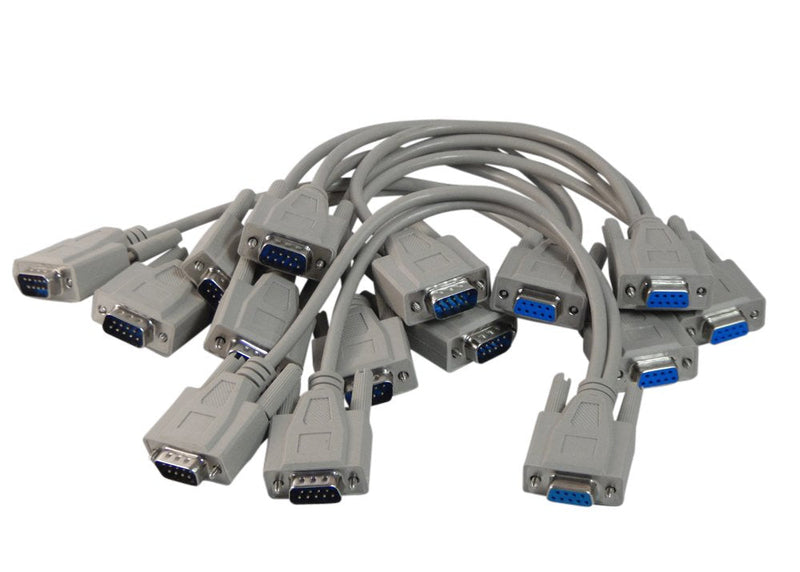 1 Foot 9 Pin Serial Splitter Cable DB9 2 Male / 1 Female RS232 5 Pack