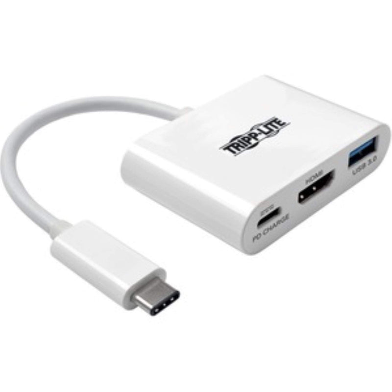 TRIPP LITE USB-C to HDMI Adapter Converter Multiport with USB Hub PD Charging, 5 Gbps Data Tranfer, Thunderbolt 3 Compatible, 1080p@60Hz, Plug-and-Play Operation, 3-Year Warranty (U444-06N-HU-C) HDMI, Charging Port + Hub White