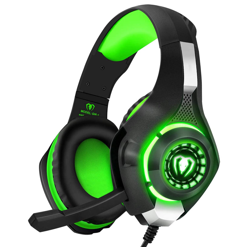 BlueFire 3.5mm PS4 Gaming Headset Headphone with Microphone and LED Light Compatible with Playstation 4, PS5, Xbox one, PC (Green) Green
