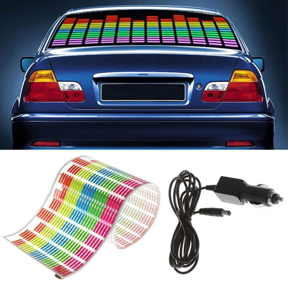 WONFAST® Sound Music Beat Activated Car Sticker Equalizer Rhythm LED Flash Light Audio Voice Rhythm Lamp (90x25cm) 90x25cm