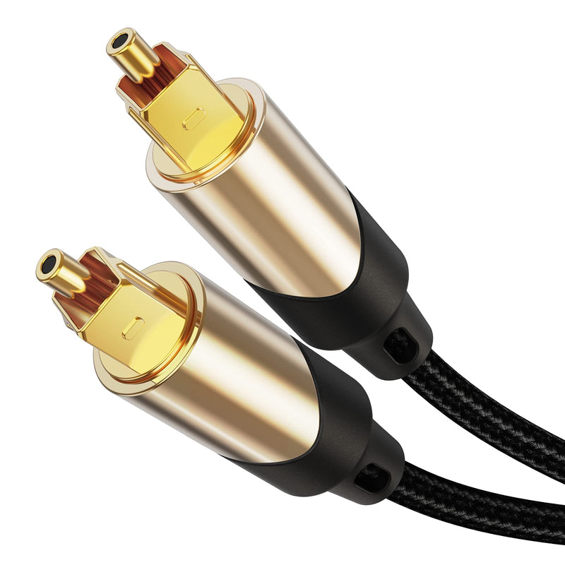 CableCreation 50 Feet Optical Audio Cable Male to Male Digital Optical SPDIF Audio Cable, Braided Fiber Cable with Metal Connectors, Black & Gold/ 15.2 Meters 50Feet