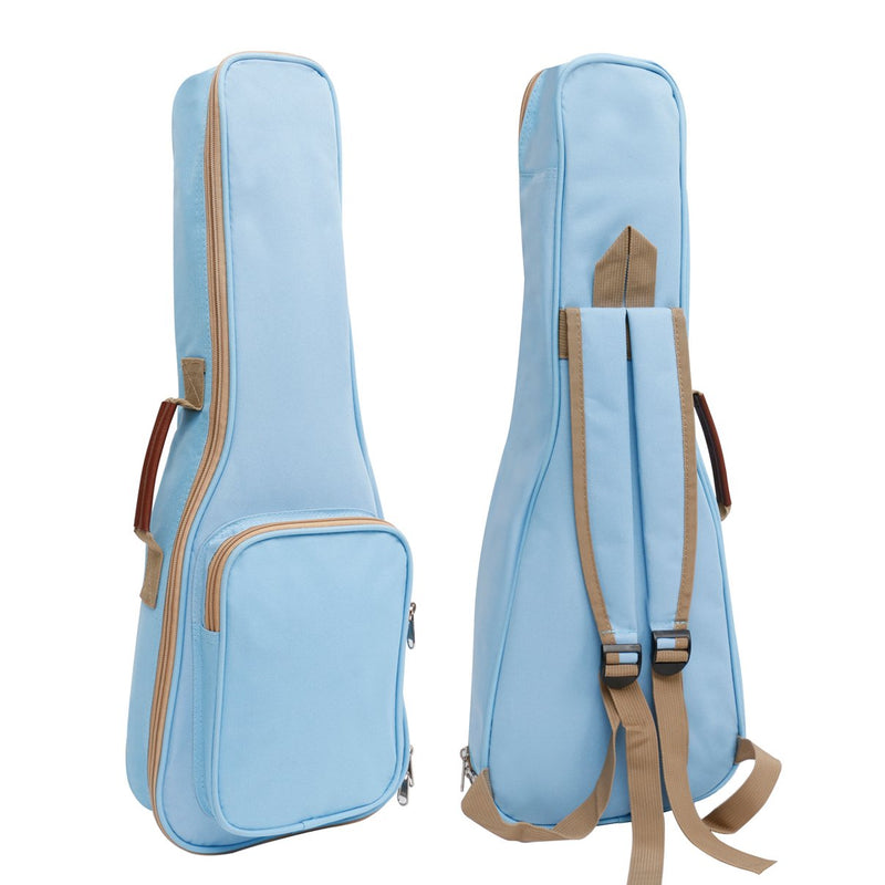 [AUSTRALIA] - HOT SEAL 10MM Leather Handles Thick Durable Colorful Ukulele Case Bag with Storage (23/24in, Light blue) 23/24in 