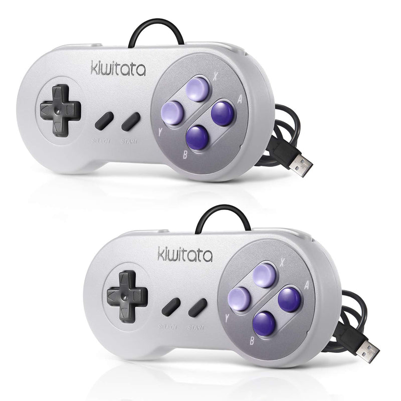 2X Classic SNES USB Controller for Retro Gamings, kiwitatá Super NES USB Wired Game Controller Joystick for Windows PC Mac Raspberry Pi