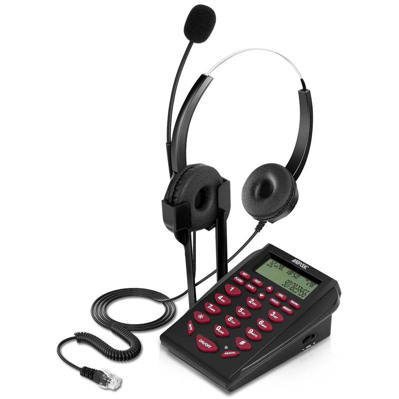 [AUSTRALIA] - AGPtEK UPGRADED Call Center Phone, Corded Telephone with Binaural Headset & Dialpad for House Call Center Office - Noise Cancellation 