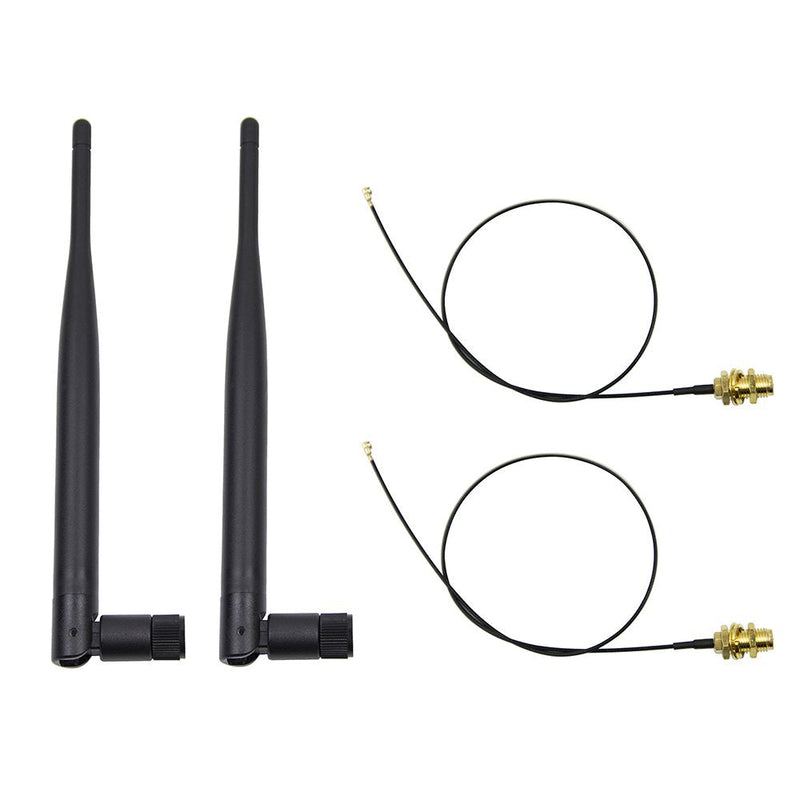 2 x 2.4GHz 6dBi Indoor Omni-Directional WiFi Antenna | 802.11n/b/g RP-SMA Female Connector + 2 x 20cm/8" U.FL/IPEX to RP-SMA Pigtail Antenna WiFi Cable