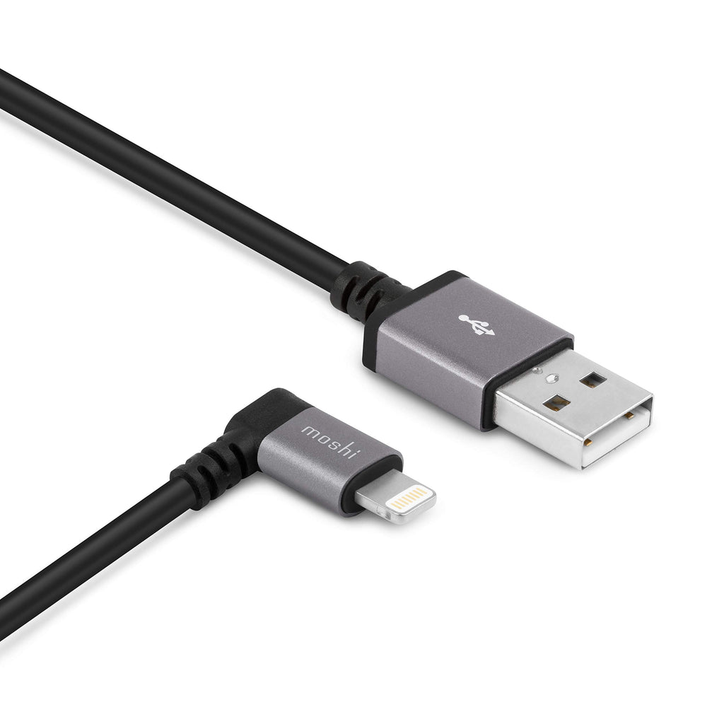 Moshi USB to Lightning Cable 90 Degree 1M, MFI-Certified, HandyStrap Included, Black