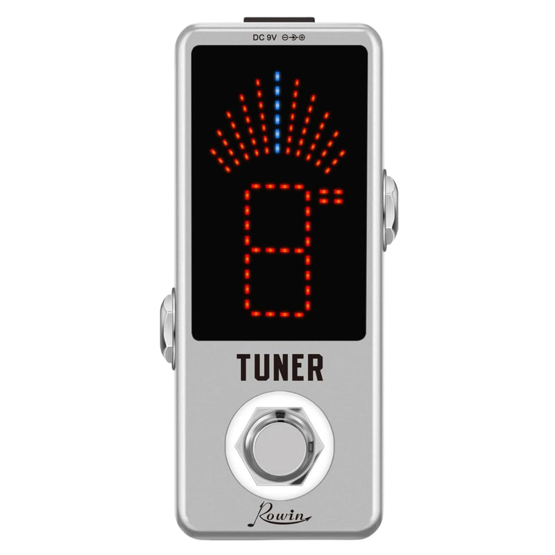 Rowin High Precision Guitar Chromatic Tuner Pedal Ture Bypass Silver