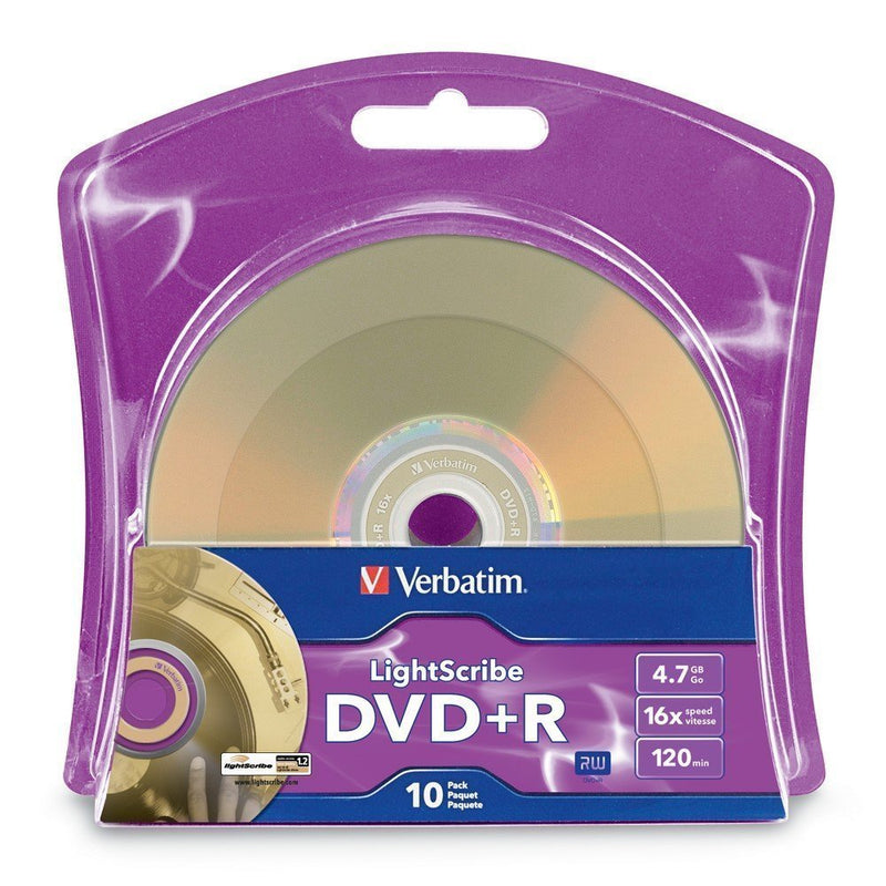 [AUSTRALIA] - Verbatim LightScribe 10pk DVD+R Blank Media - Laser Etch Prints Direct to Disc (96943) - 4.7GB/120min 