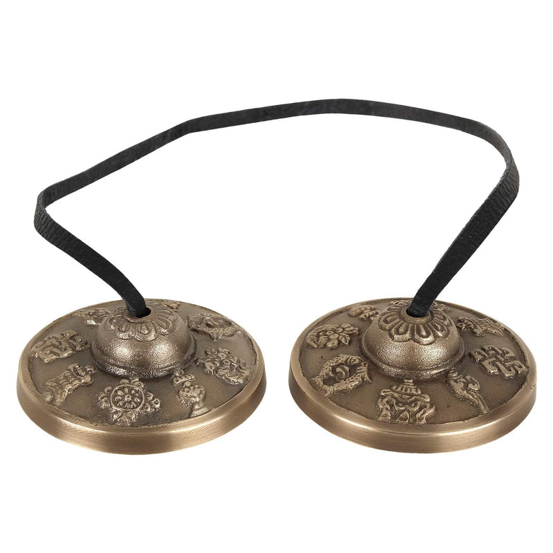 Zap Impex Tingsha Tibetan Style Meditation Bell Manjeera 2.1" 8 Lucky Symbols Embossed