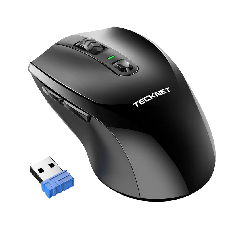 TECKNET Wireless Mouse, 2.4G USB Mouse, Computer Mouse with 6 Level Adjustable DPI , USB Nano Receiver Cordless Mouse for Laptop, Windows, Chromebook, Office PC (Black) black