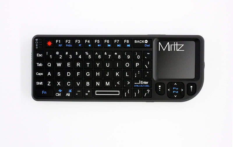 Miritz 2.4G Wireless Mini Keyboard and Mouse Touchpad Remote Control with Laser Pointer ,for Windows/Android/Google/Smart TV/HTPC/IPTV/Mac OS/Linux Black