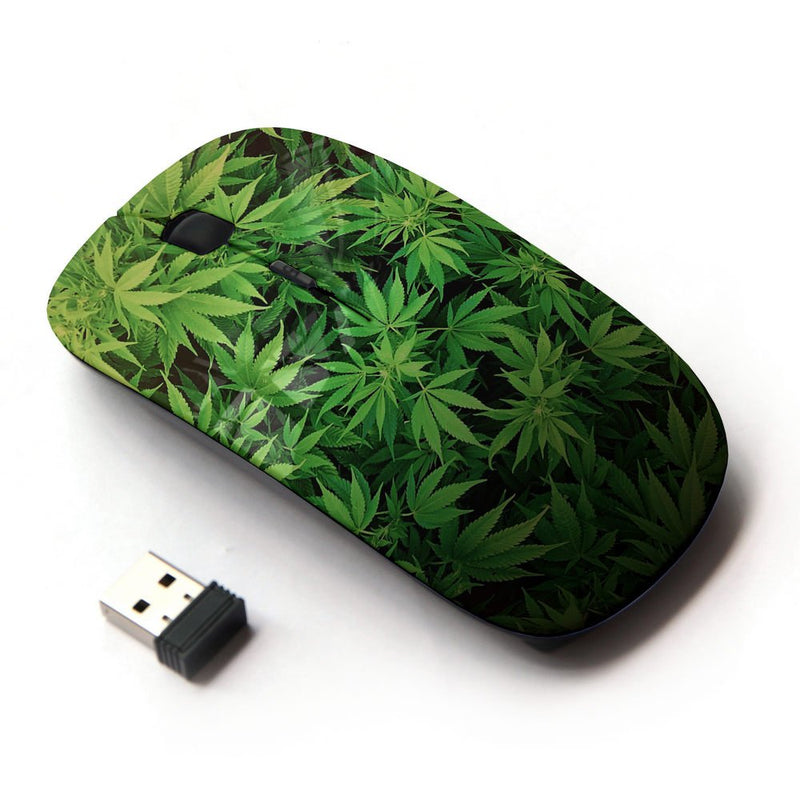 Graphic4You Marijuana Cannabis Weed Hemp Leaf Smoker Design Ergonomic Wireless Mouse with Nano Receiver Design #1