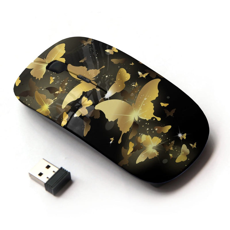 KOOLmouse [ Optical 2.4G Wireless Mouse ] [ Gold Butterfly Bling Black Paint Money ]