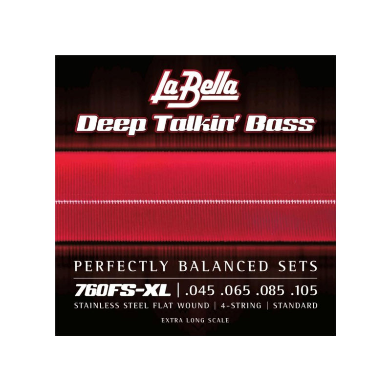La Bella 760FS-XL Deep Talkin’ Stainless Steel Flat Wound - Standard, Extra Long Scale Bass Guitar Strings 45-105