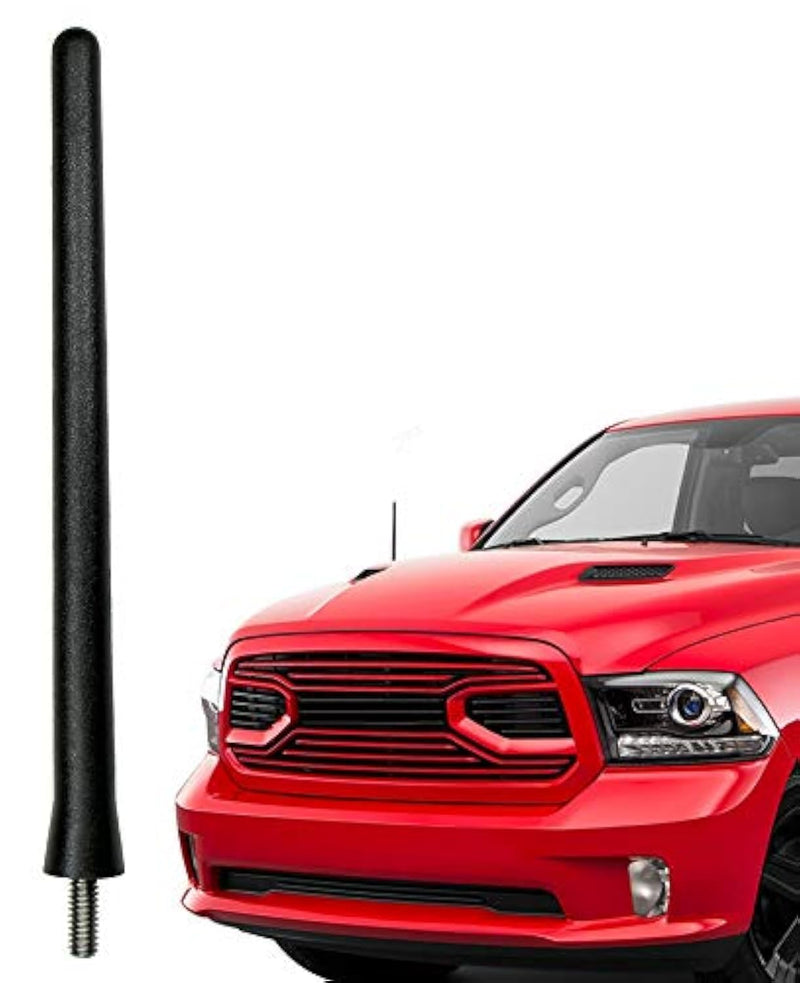 [AUSTRALIA] - AntennaMastsRus - Short Rubber Antenna fits Dodge Ram Truck 1500 (2009-2024) - USA Stainless Steel Threading - The Original 6 3/4 Inch Accessories - Car Wash Proof - Internal Copper Coil 