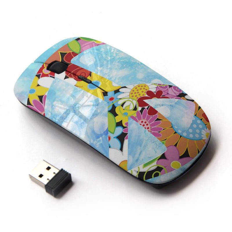 KOOLmouse [ Optical 2.4G Wireless Mouse ] [ Peace Hippie Symbol Colorful Flowers Spring ]