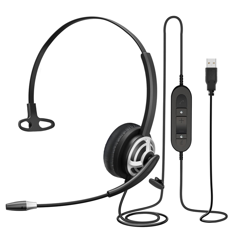 MAIRDI USB Headset with Microphone for PC, Computer Headset with Mic Noise Canceling for Laptop Teams Zoom Office Call Center Voip Telephone Calls, Dictation Headset for Dragon Naturelly Speaking Monaural