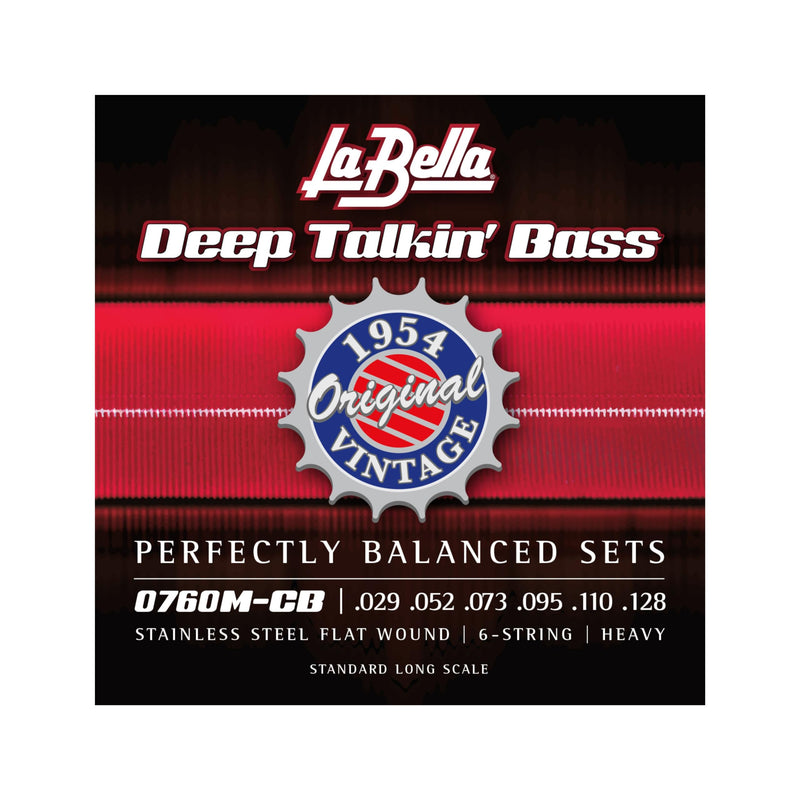 La Bella 0760M-CB Deep Talkin' 1954 Original Vintage Stainless Steel Flat Wound, Bass Guitar String 29-128 0760M-CB Deep Talkin' Bass