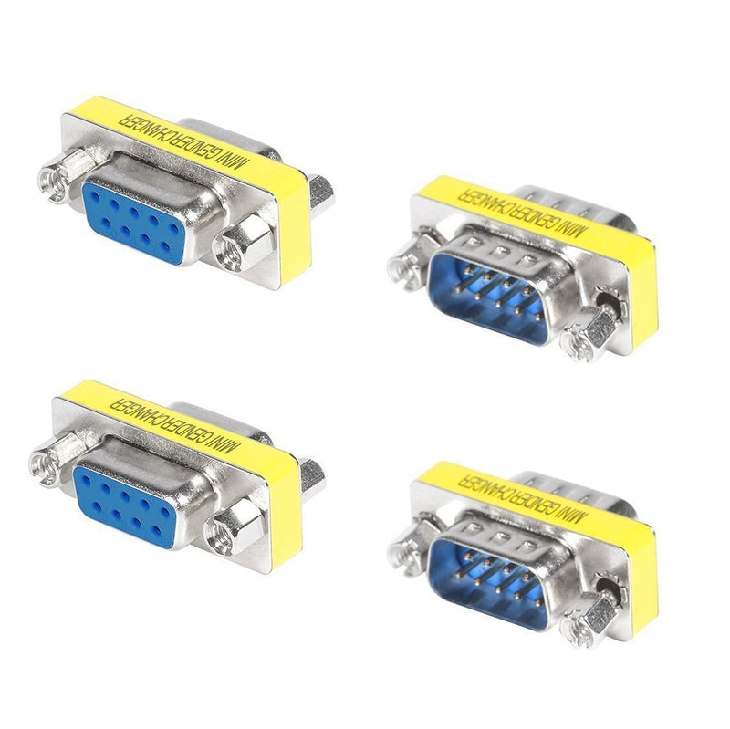 Top-Longer Rs232 Serial Cable 9 Pin DB9 Female to Female / Male to Male Gender Changer Coupler Adapter Connector Pack of 4