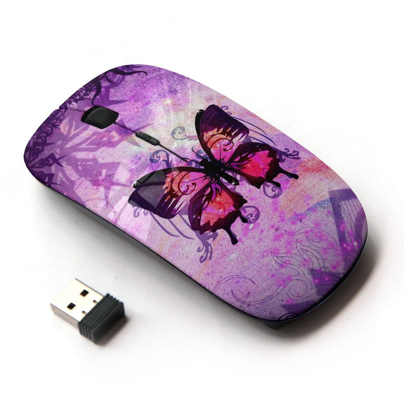 KOOLmouse [ Optical 2.4G Wireless Mouse ] [ Purple Pen Art Floral Butterfly ]
