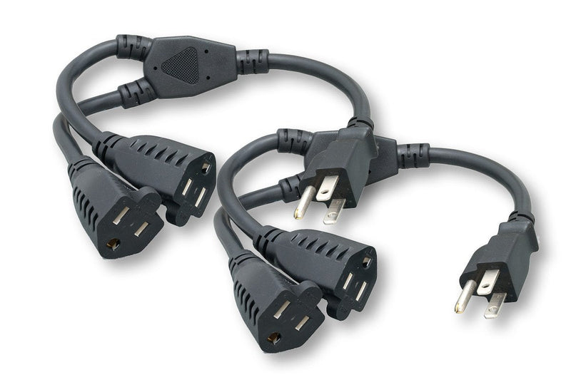 ZADA36PQ-Y-P2 Power Cord Extension & Splitter, NEMA 5-15P to NEMA 5-15R x 2, 13A, 125V (Black)