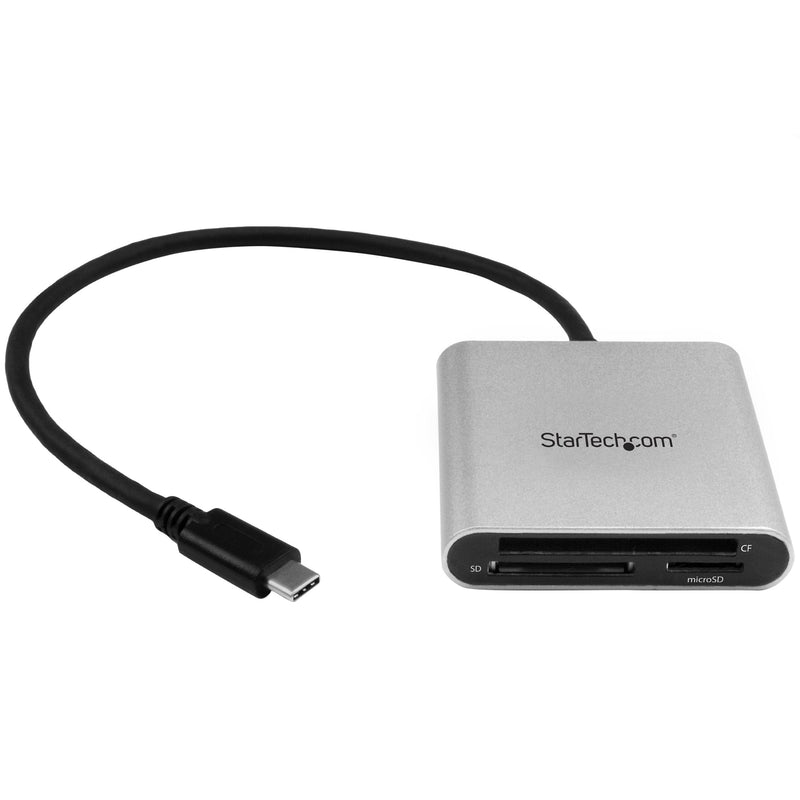 StarTech.com USB 3.0 Flash Memory Multi-Card Reader/Writer with USB-C - SD microSD and CompactFlash Card Reader w/ Integrated USB-C Cable (FCREADU3C)