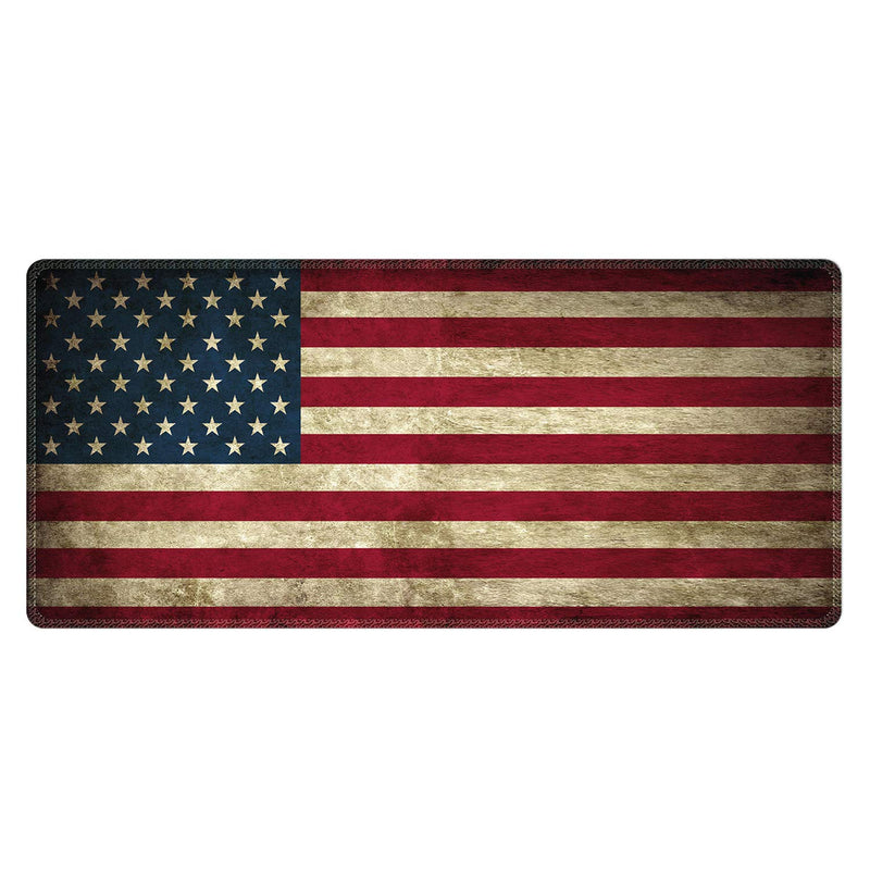 Meffort Inc Extra Large Extended Gaming Desk Mat Non-Slip Rubber Pads Stitched Edges XXL Mouse Pad 35.4 x 15.7 inch - USA Flag