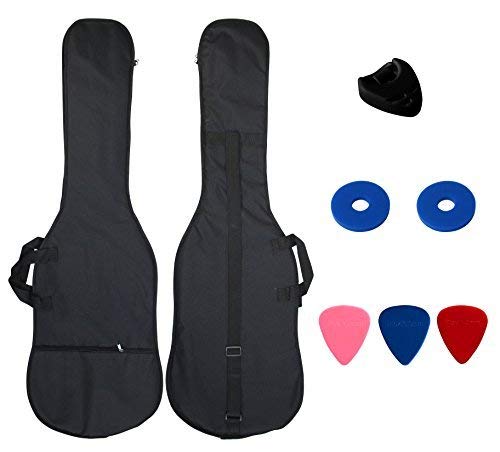 YMC 46-Inch Waterproof Dual Adjustable Shoulder Strap Electric Bass Guitar Gig Bag 5mm Padding Backpack with Accessories(Picks, Pick holder, Strap Lock) -For 43" &46" Full Size Bass Guitar 46 Inch Bass Guitar