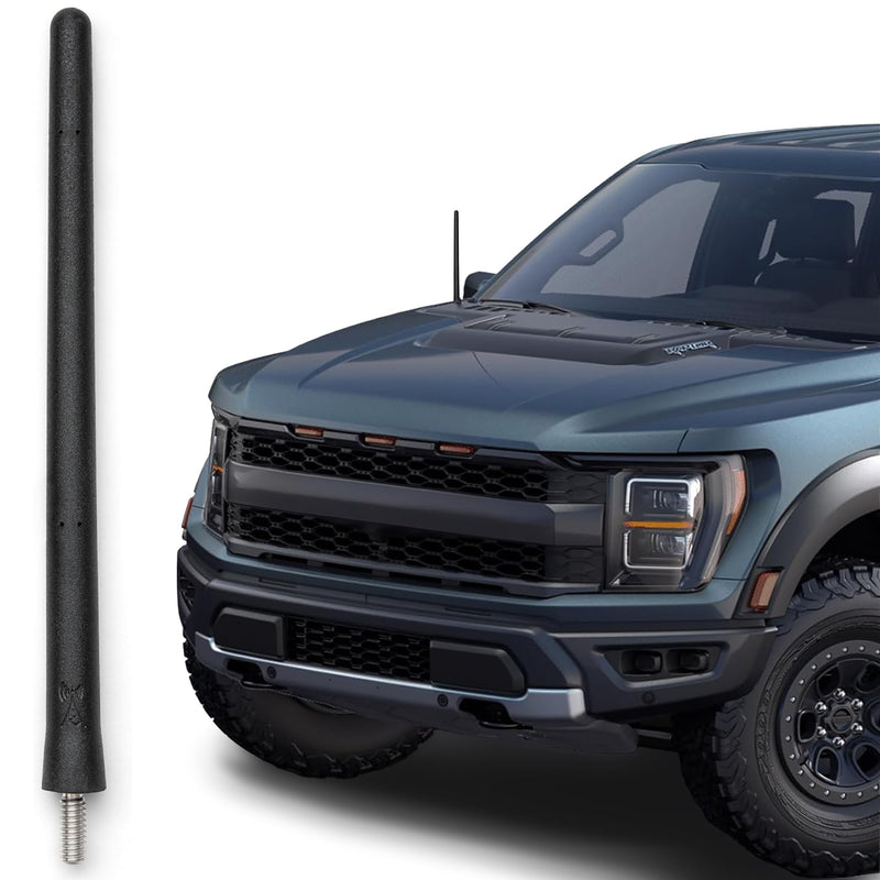 AntennaMastsRus Short Rubber Antenna for Ford F-150 (2009-2026) - Bronco (21-26) USA Stainless Threading, 6 3/4 Inch Truck Accessory, Car Wash Safe, Easy Installation, Enhanced Reception w/Copper Coil