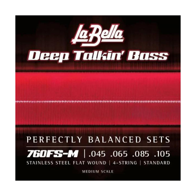 [AUSTRALIA] - La Bella 760FS-M Deep Talkin' Stainless Steel Flat Wound Standard Medium Scale Bass Guitar String 45-105 