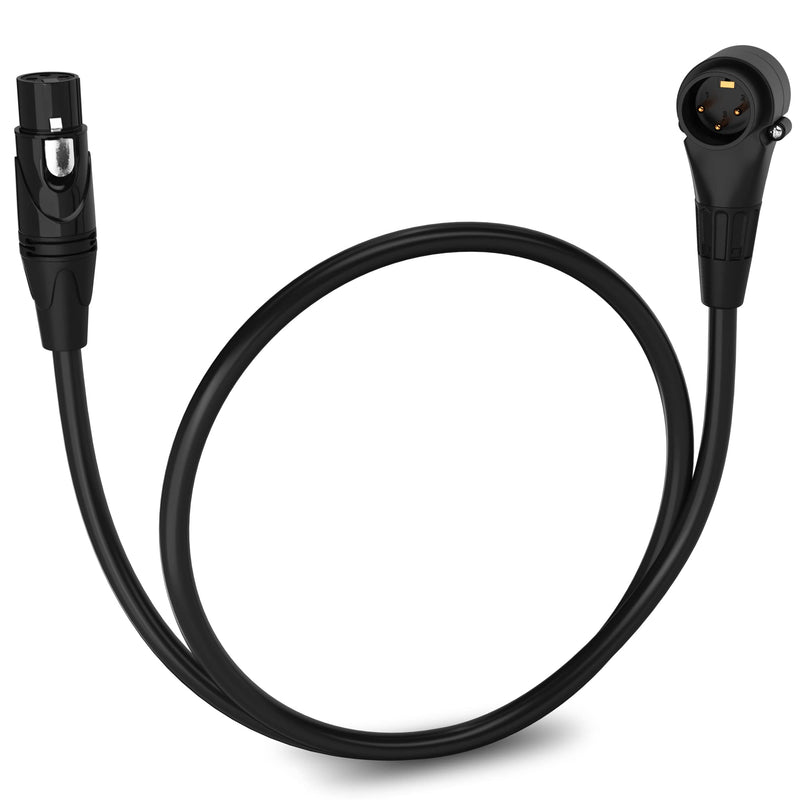 LyxPro 1.5 Feet Right Angle XLR Male to Female 3 Pin Mic Cord for Powered Speakers Audio Interface Professional Pro Audio Performance Camcorders DSLR Video Cameras and Recording Devices - Black 1.5 Ft. Angled Male