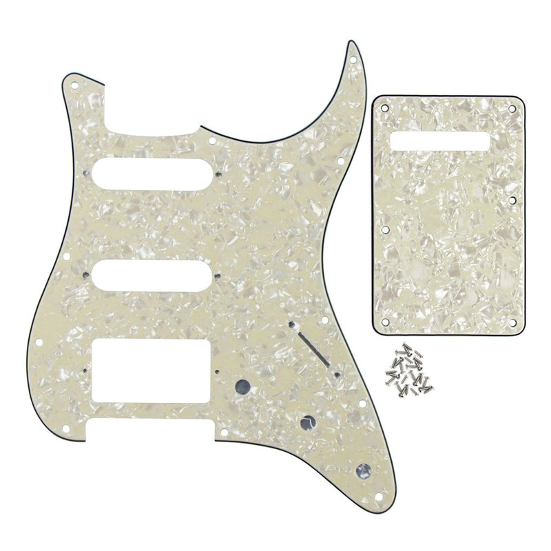 4Ply Aged Pearl Strat HSS Pickguard Scratch Plate Guitar BackPlate Set for Standard Strat Modern Style Guitar Part 4Ply Aged Pearl