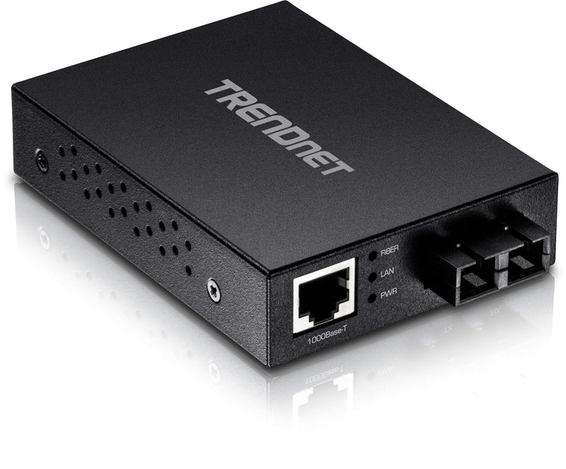 TRENDnet 1000Base-T to 1000Base-SX Multi-Mode SC Fiber Converter,TFC-GMSC | up to 550M (1800 ft.), 2 Gbps Switching Capacity,NDAA &TAA compliant, Black 550 m Gigabit