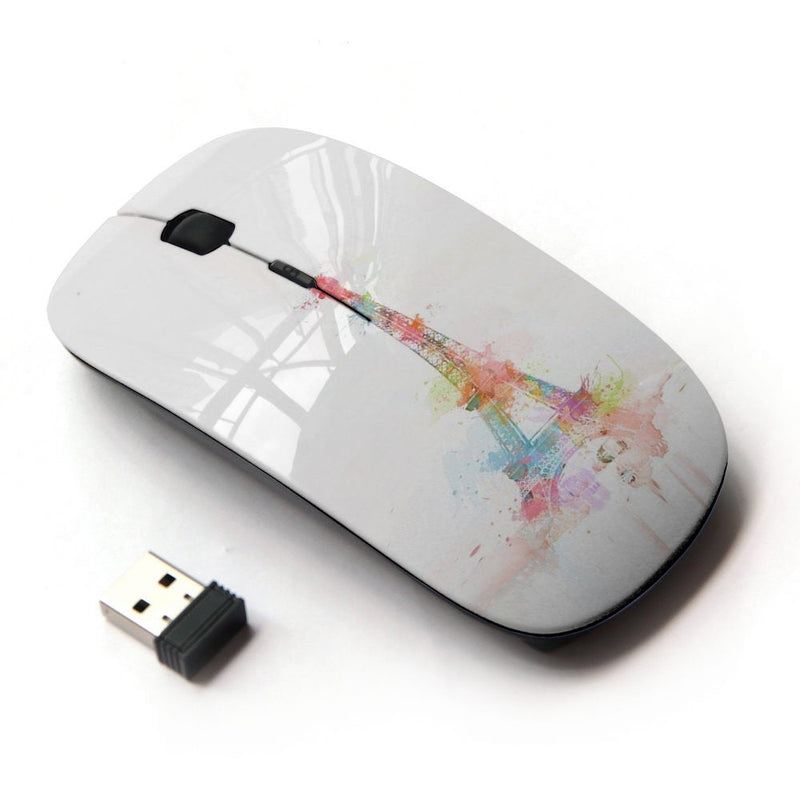 KawaiiMouse [ Optical 2.4G Wireless Mouse ] Tower Paris Watercolor Minimalist