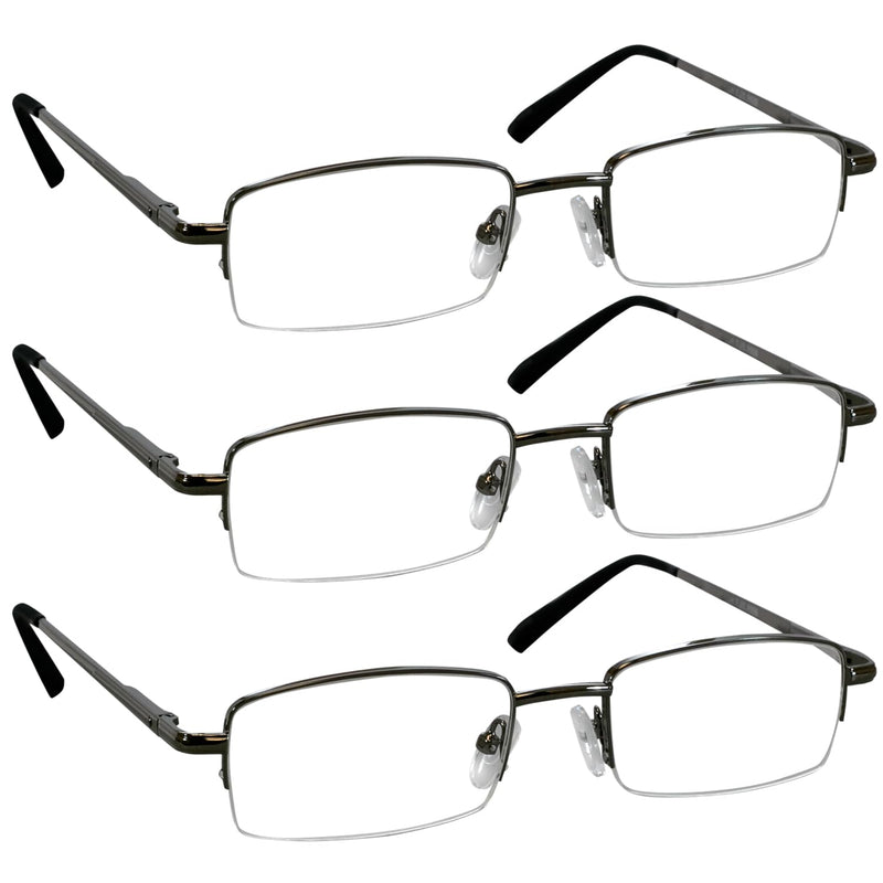 TruVision Readers 9509H Reading Glasses for Men or Women, 1/3 Pk 09h-3 Gunmetal 2.5 x