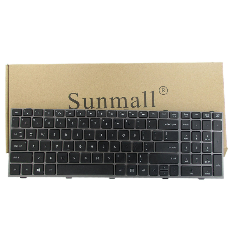 SUNMALL New Laptop Keyboard with Frame for HP ProBook 4540s 4540 4545s Series Compatible with Part Number 702237-001 683491-001 701485-001 Black US Layout Silver frame