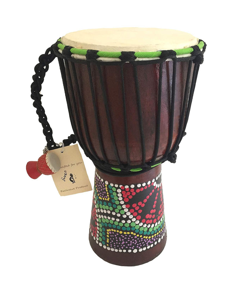 Djembe Drum Bongo Congo African Wood Drum - MED SIZE- 12" High, JIVE BRAND, Professional Quality With Heavy Base/Includes Key Chain 12" High Painted