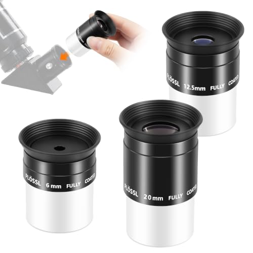 Astromania Telescope Eyepiece Set, 3 Pics Plossl Eyepiece 1.25" 6 12.5 20mm 6/12.5/20mm