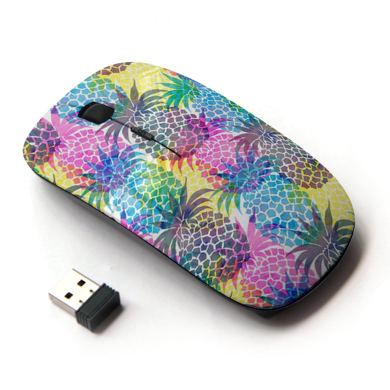 KawaiiMouse [ Optical 2.4G Wireless Mouse ] Psychedelic Pineapples Colorful Fruit