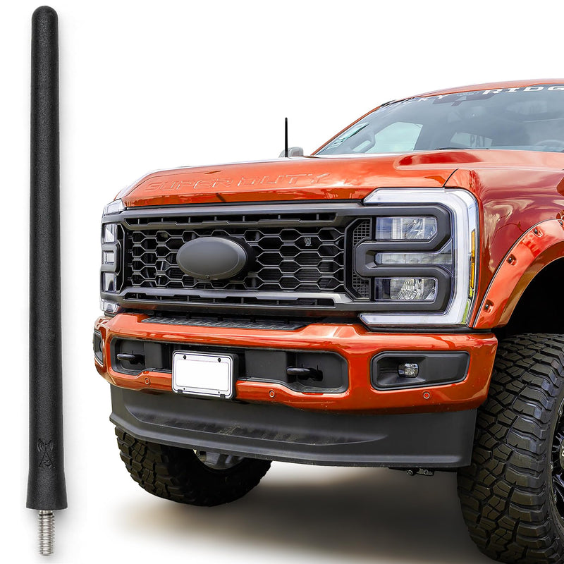 AntennaMastsRus Short Antenna Replacement for Ford F-250 (2017-2026) USA Stainless Steel Threading, Car Wash Proof, Enhanced Reception 6 3/4 Inch Rubber Truck Antenna with Internal Copper Coil