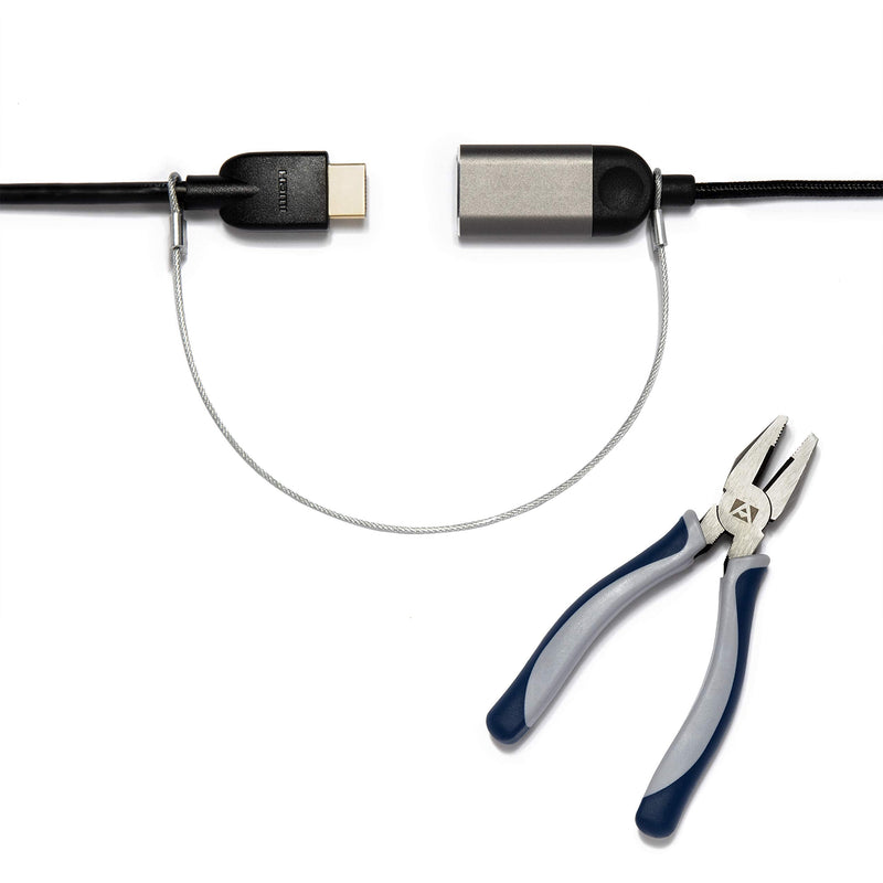 Heavy Duty Cable Lock: A Tamper-Resistant, Pre-Assembled Stainless Cable Tether Kit for Computers, Adapters & Dongles - Includes a Free Crimping Tool for Easy Installation (Silver, 5 Pack) 5 Pack Heavy Duty TetherTies Silver