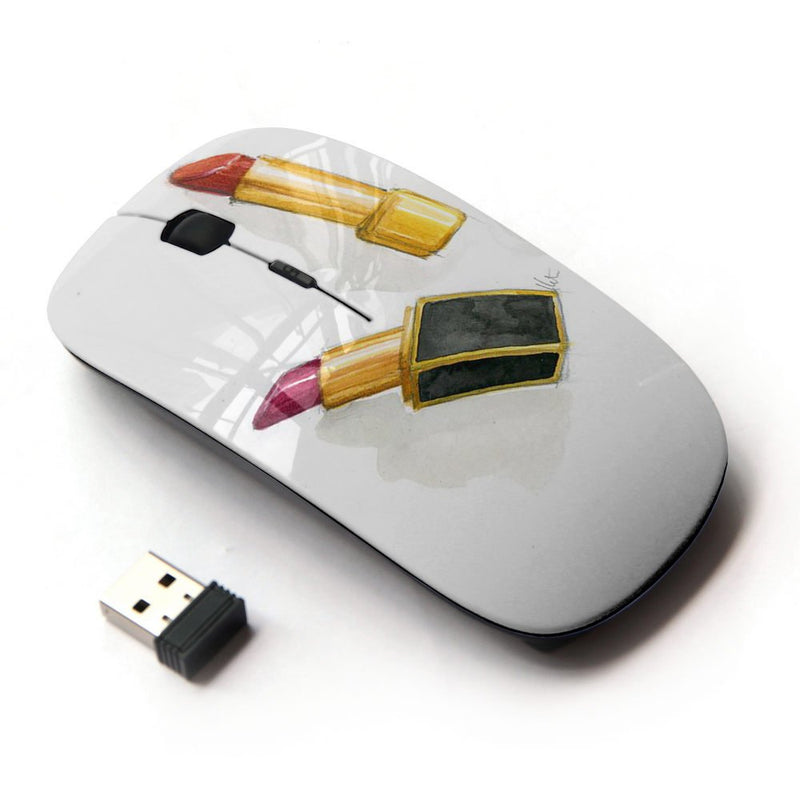 KawaiiMouse [ Optical 2.4G Wireless Mouse ] Lipstick Gold Red Watercolor Clean White