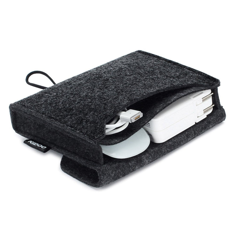 NIDOO Portable Felt Storage Bag, Electronics Accessories Protective Case Pouch for MacBook Power Adapter, Mouse, Cellphone, Cables, SSD, HDD, Power Bank, Portable External Hard Drive, Dark Gray