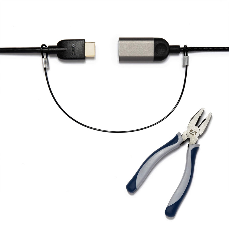 Heavy Duty Cable Lock: A Tamper-Resistant, Pre-Assembled Stainless Cable Tether Kit for Computers, Adapters & Dongles - Includes a Free Crimping Tool for Easy Installation (Black, 5 Pack) 5 Pack Heavy Duty TetherTies Black