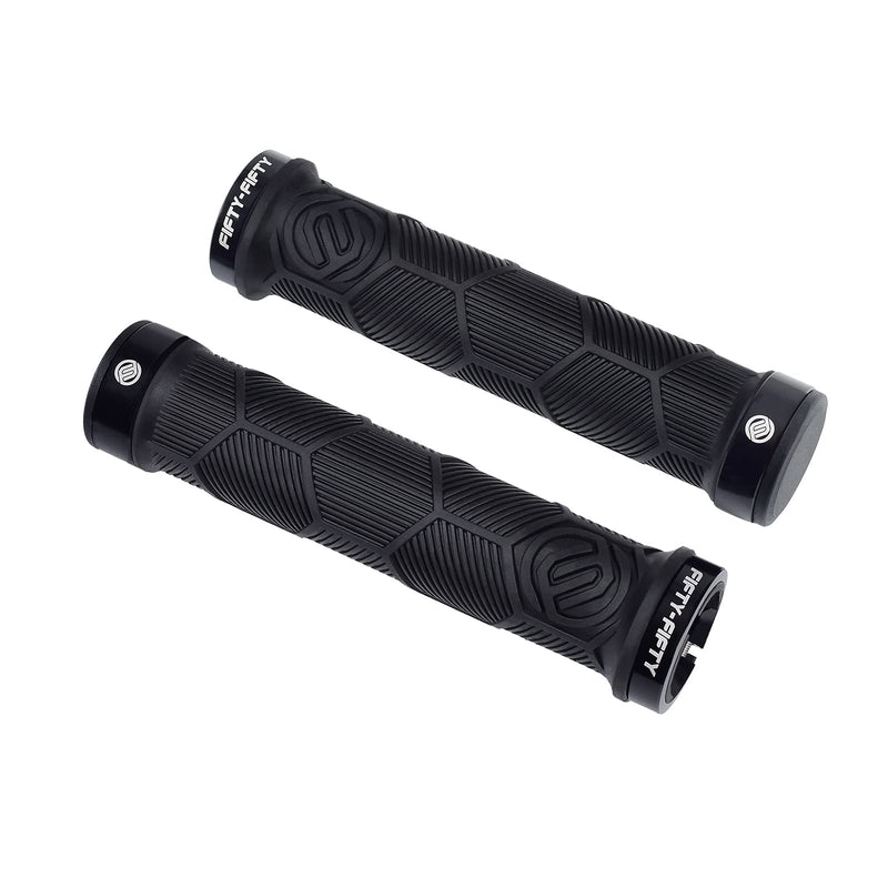 [AUSTRALIA] - FIFTY-FIFTY Double Lock-On Mountain Bike Grips, Bicycle Handlebar Locking Grips, Non-Slip MTB Handle Black 