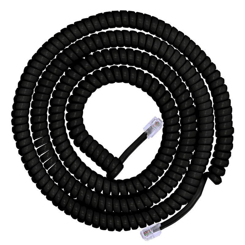 Power Gear Coiled Telephone Cord, 2 Feet Coiled, 12 Feet Uncoiled, Phone Cord works with All Corded Landline Phones, For Use in Home or Office, Black, 27639 1 Pack