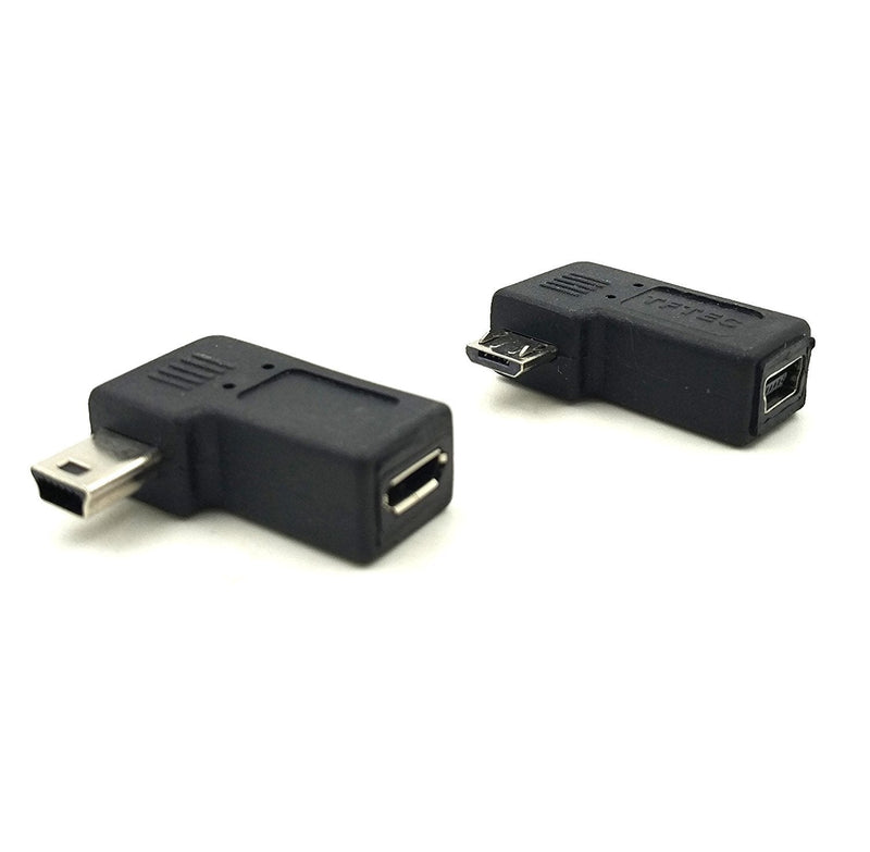 Duttek Micro USB to Mini USB Combo Adapter, Right Angle 90 Degree 1 pc Mini USB Male to Micro USB Female Adapter + 1 pc Mini USB Female to Micro USB Male Adapter Converter