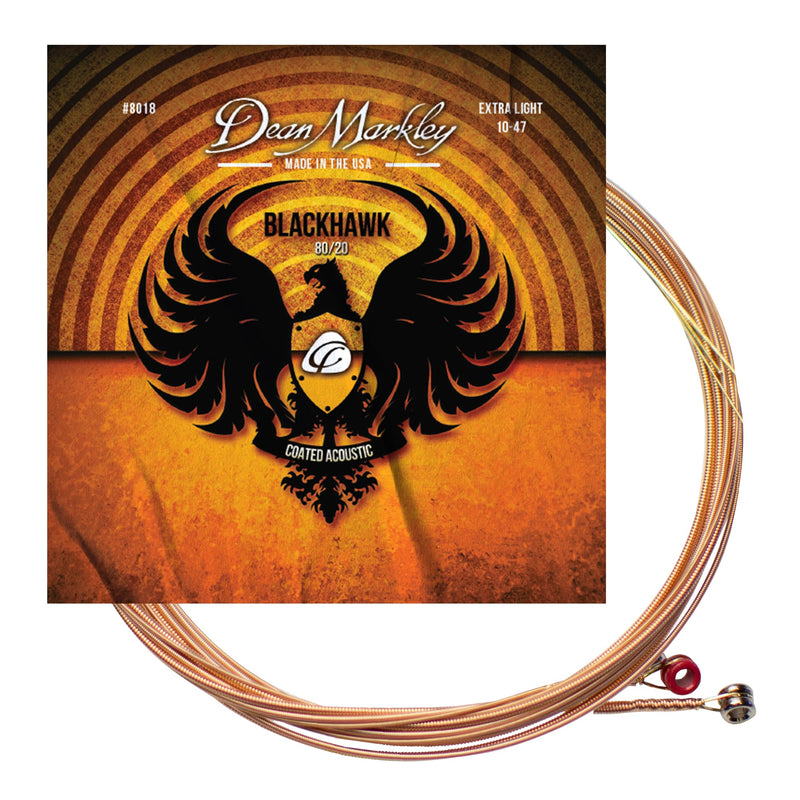 [AUSTRALIA] - Blackhawk 80/20 Guitar Strings Acoustic Bronze, 10-47 Extra Light Guitar Strings Acoustic 6 String Set, Sparking Tone with Warm Rich Sound, Micro Thin Coated Acoustic Guitar Strings, Made in the USA Extra Light -10 - 47 