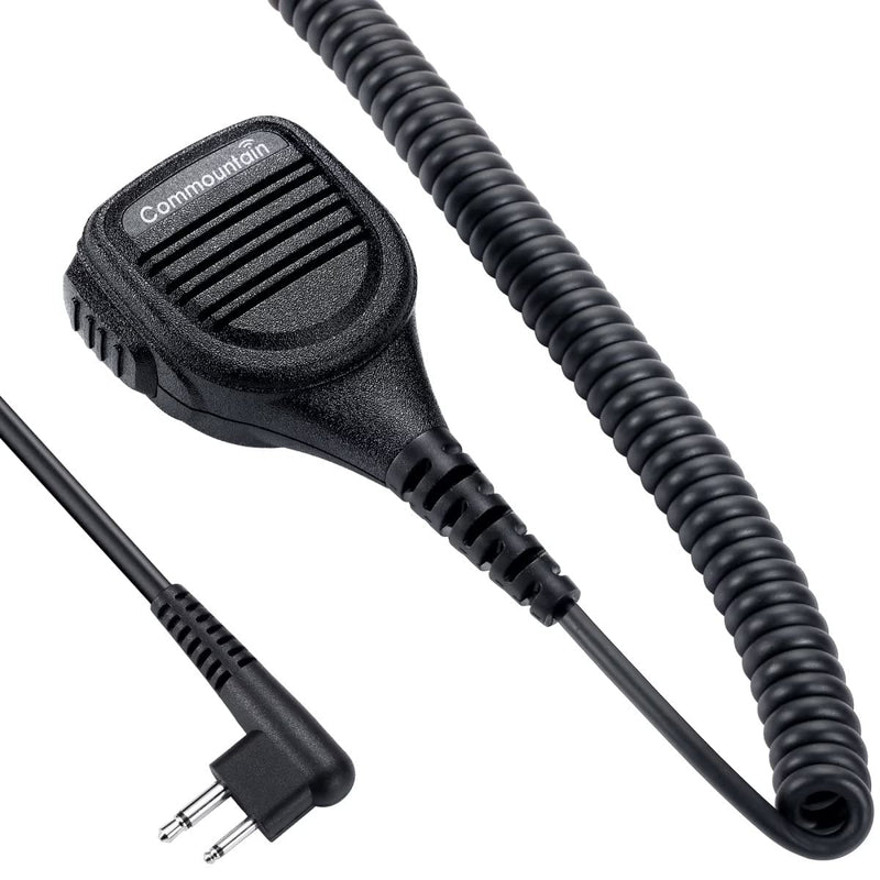 commountain Speaker Mic for Motorola Radios R2 BPR40D BPR40 CP100D CP200D CP200 CP185 CLS1410 CLS1110 DLR1060 RDU4100 RDU4160D RMU2040 RMU2080D CLS DTR RDU RMU, 2 Pin Shoulder Microphone Black