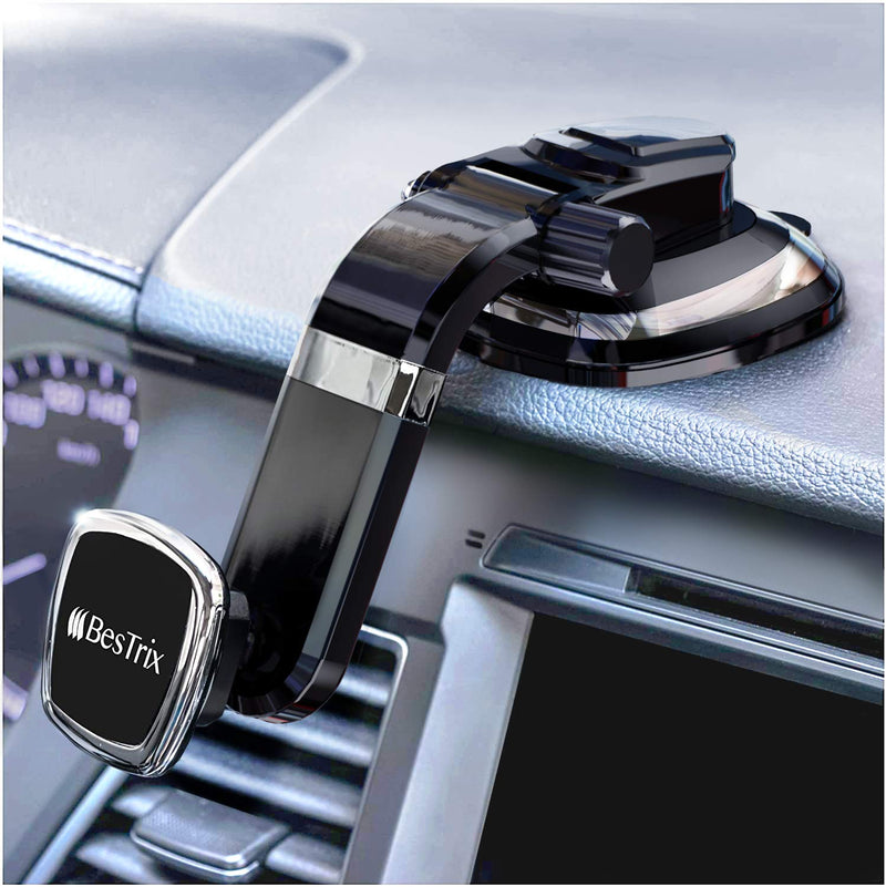 BESTRIX Phone Holder for Car, Magnetic Car Phone Mount | Dashboard Car Phone Holder Compatible with iPhone 15, 14,13,12,11Pro,Xr,XS Pro MAX Galaxy S24 23 22 21 20 Ultra Note S8 S9 S10 & All Smartphone Black